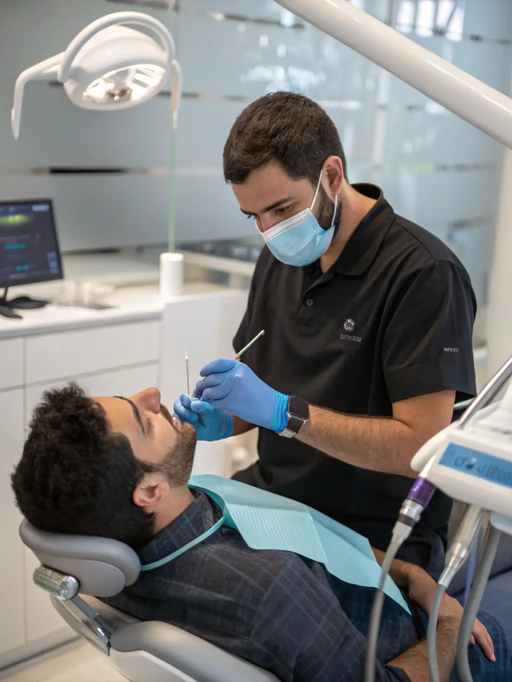 A dental implant being placed in a patient's jawbone by a skilled dentist at White Pearl Dental Practice, showcasing the precision and expertise involved.